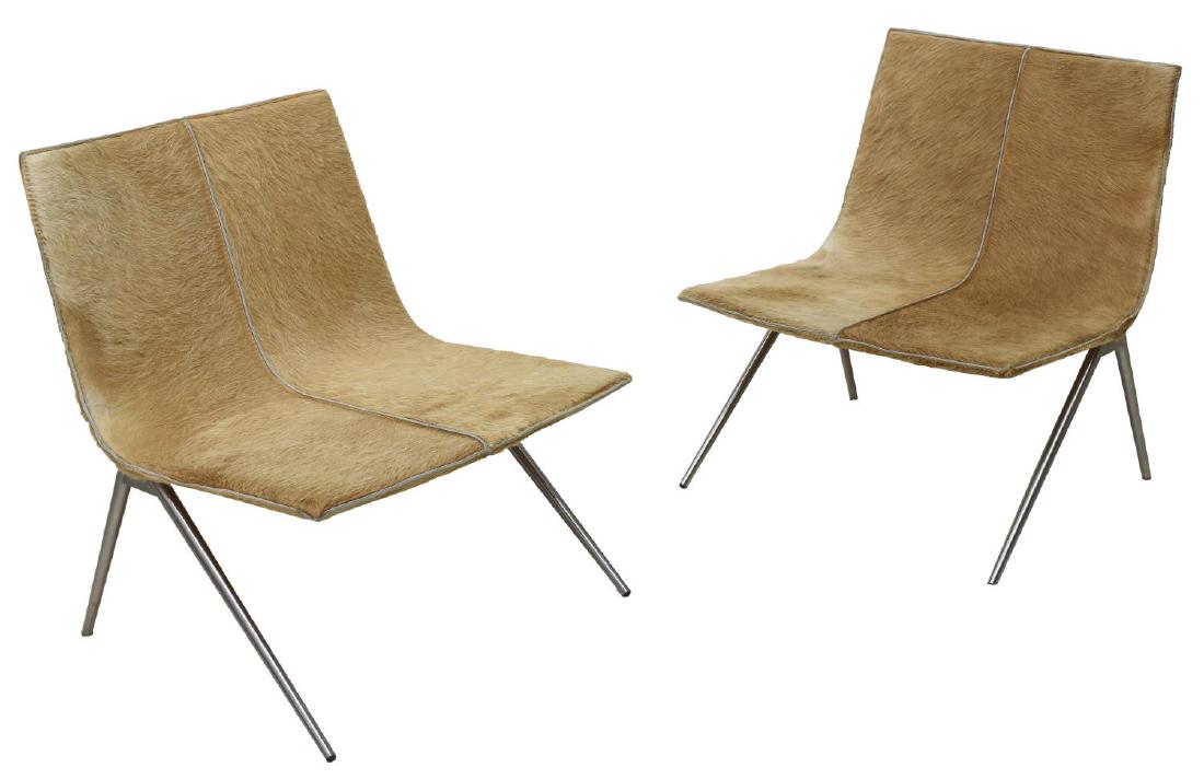 (PAIR) CONTEMPORARY COWHIDE SIDE CHAIRS (1 of 2)