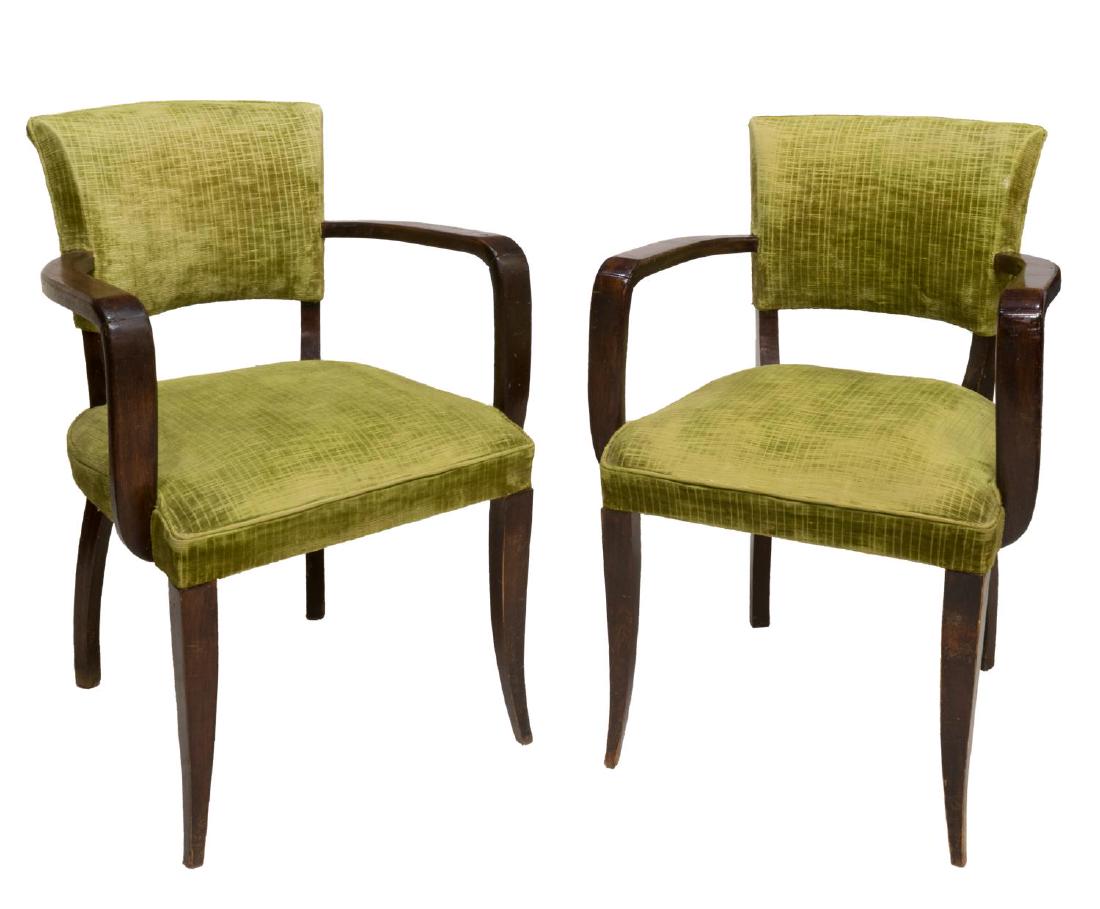 (2) FRENCH ART DECO UPHOLSTERED FAUTEUIL CHAIRS (1 of 2)