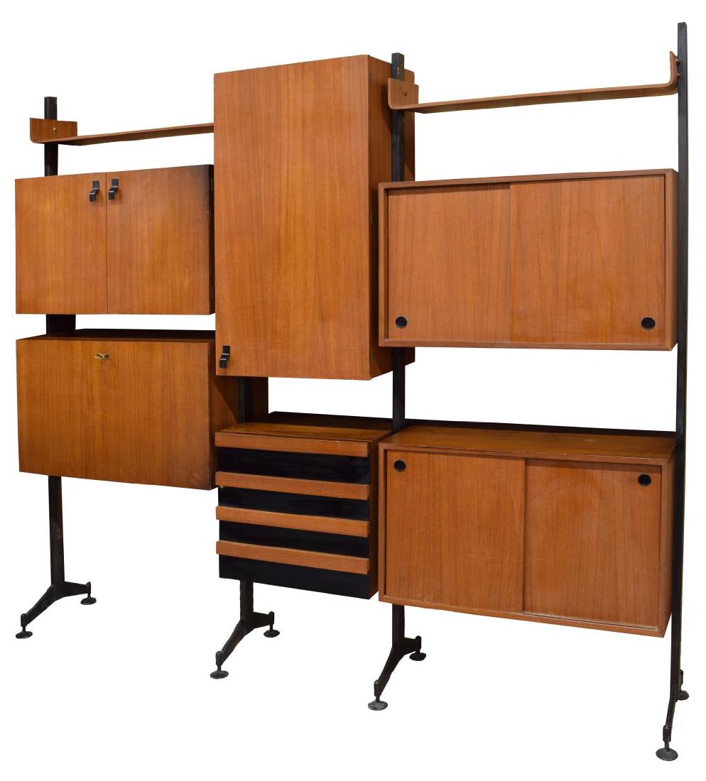 ITALIAN MID-CENTURY MODERN MODULAR TEAK BOOKCASE (1 of 2)