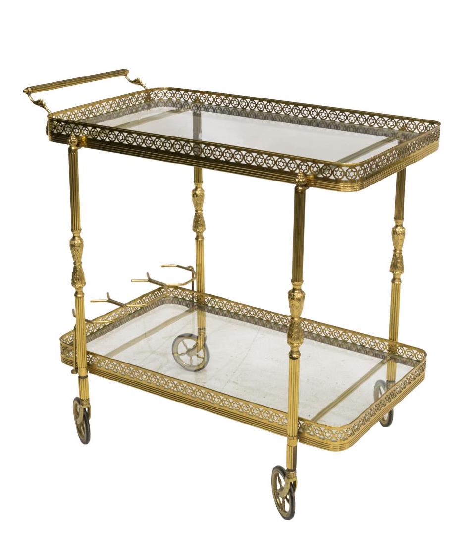 ITALIAN GILT BRASS & GLASS SERVICE CART (1 of 2)