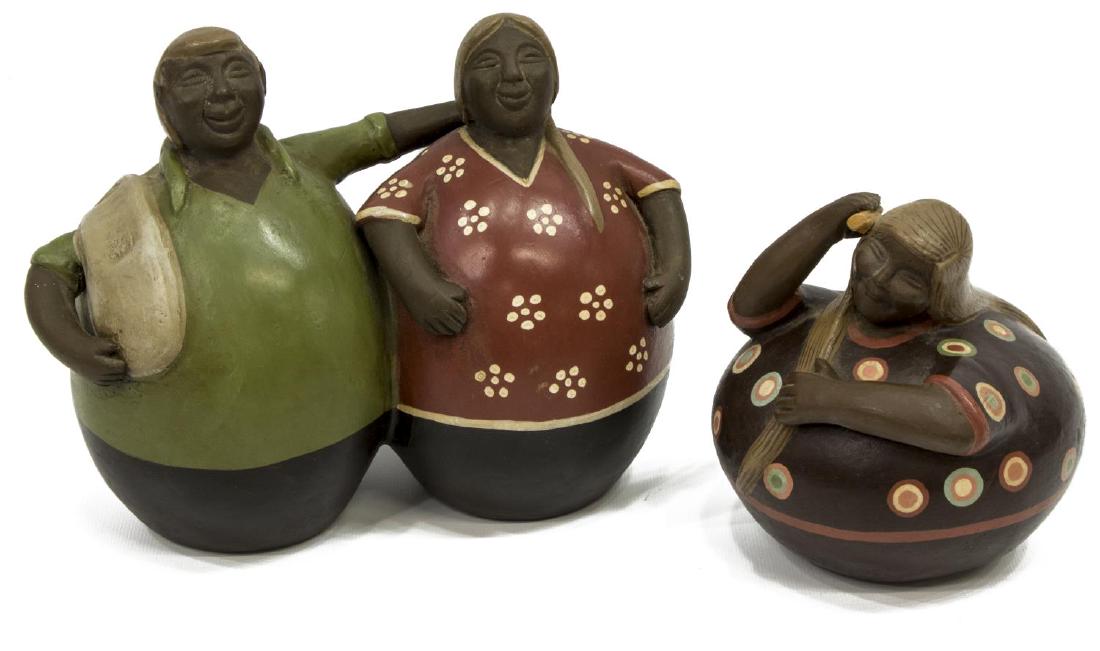 (2) FOLK ART CERAMIC FIGURES OF FAMILY (1 of 4)