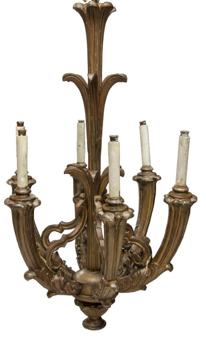 ITALIAN CARVED WOOD 6 LIGHT CHURCH CHANDELIER (1 of 3)