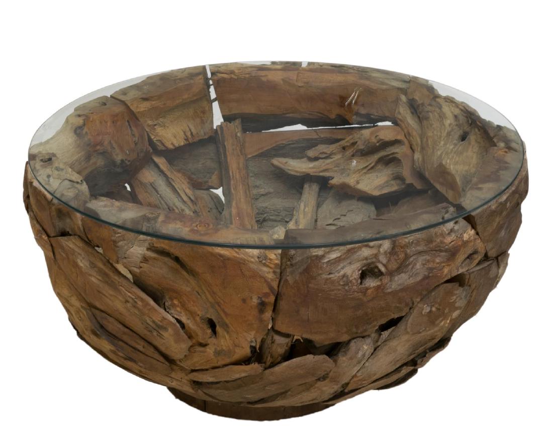 INDONESIAN TEAKWOOD DRUM TABLE (1 of 2)