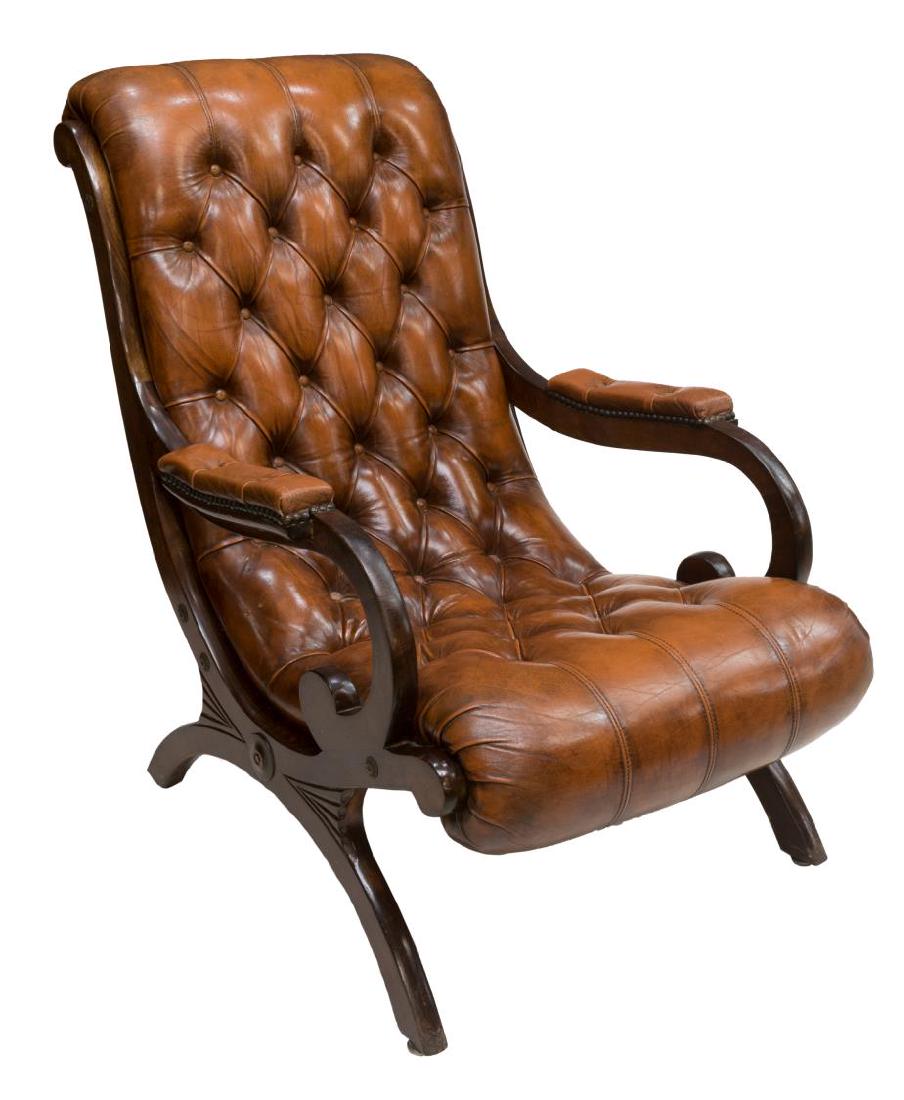 BUTTONED LEATHER LOUNGE CHAIR (1 of 3)