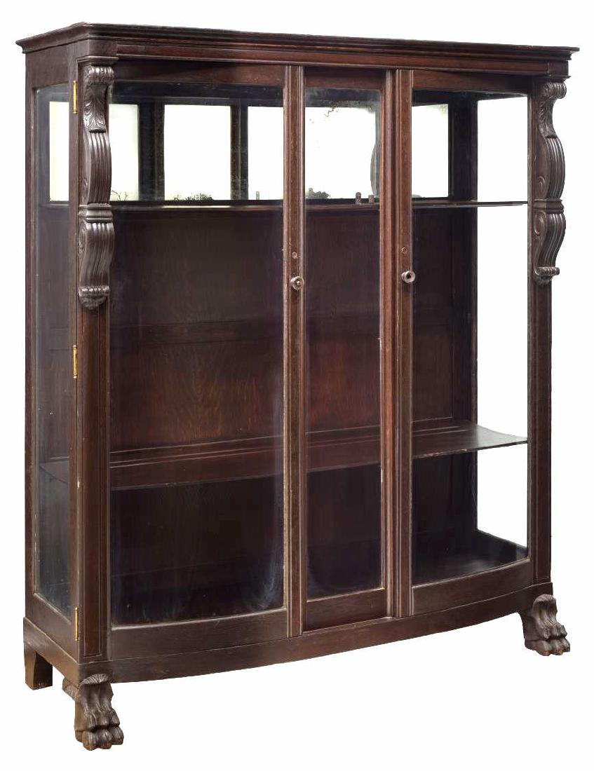 AMERICAN OAK GLAZED CHINA DISPLAY CABINET (1 of 2)
