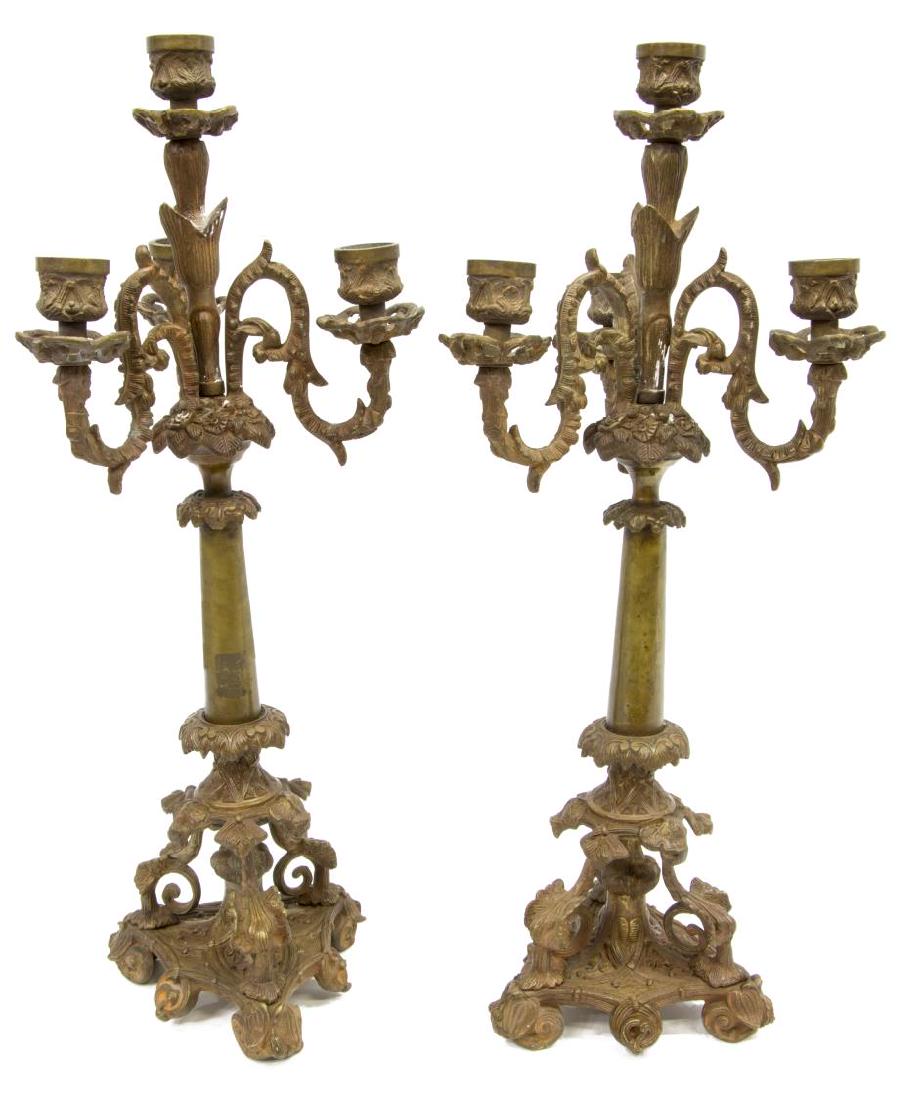 (2) PATINATED BRONZE 4 LIGHT CANDELABRA (1 of 1)