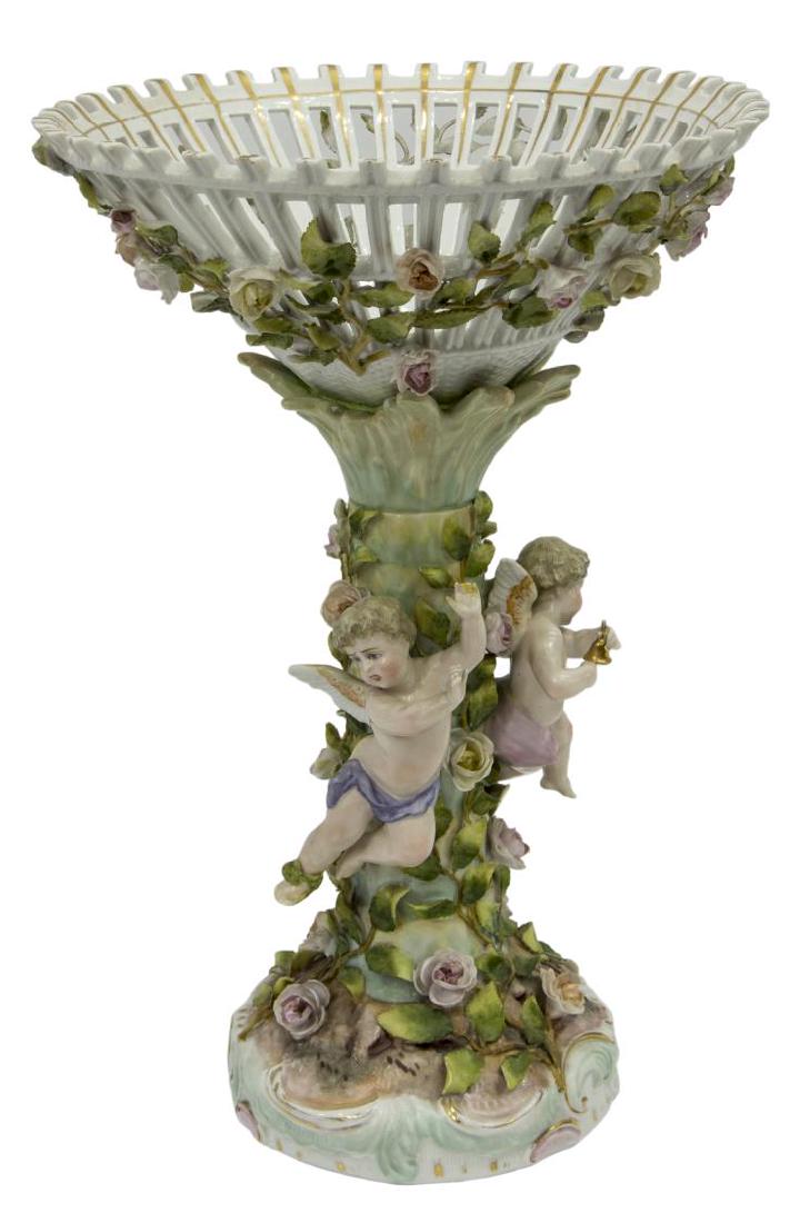 SHIERHOLZ & SON PUTTI & FLORAL PORCELAIN COMPOTE (1 of 4)