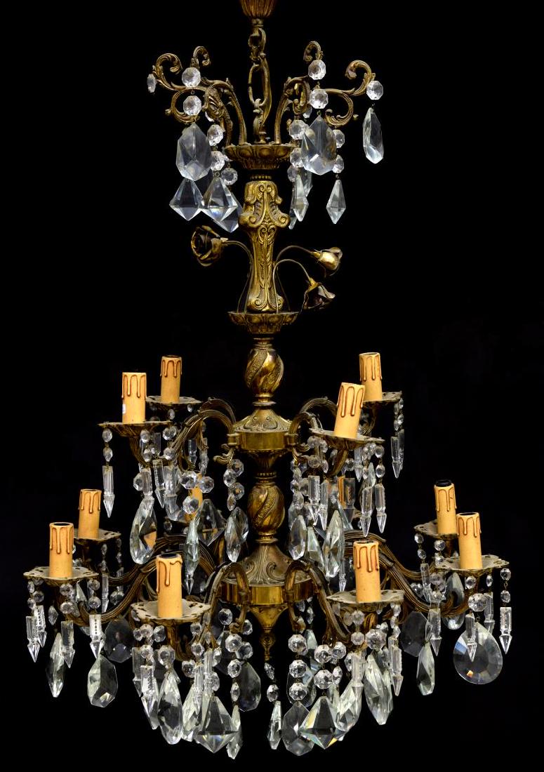 BRONZE 10 LIGHT CRYSTAL ACCENTED CHANDELIER (1 of 3)