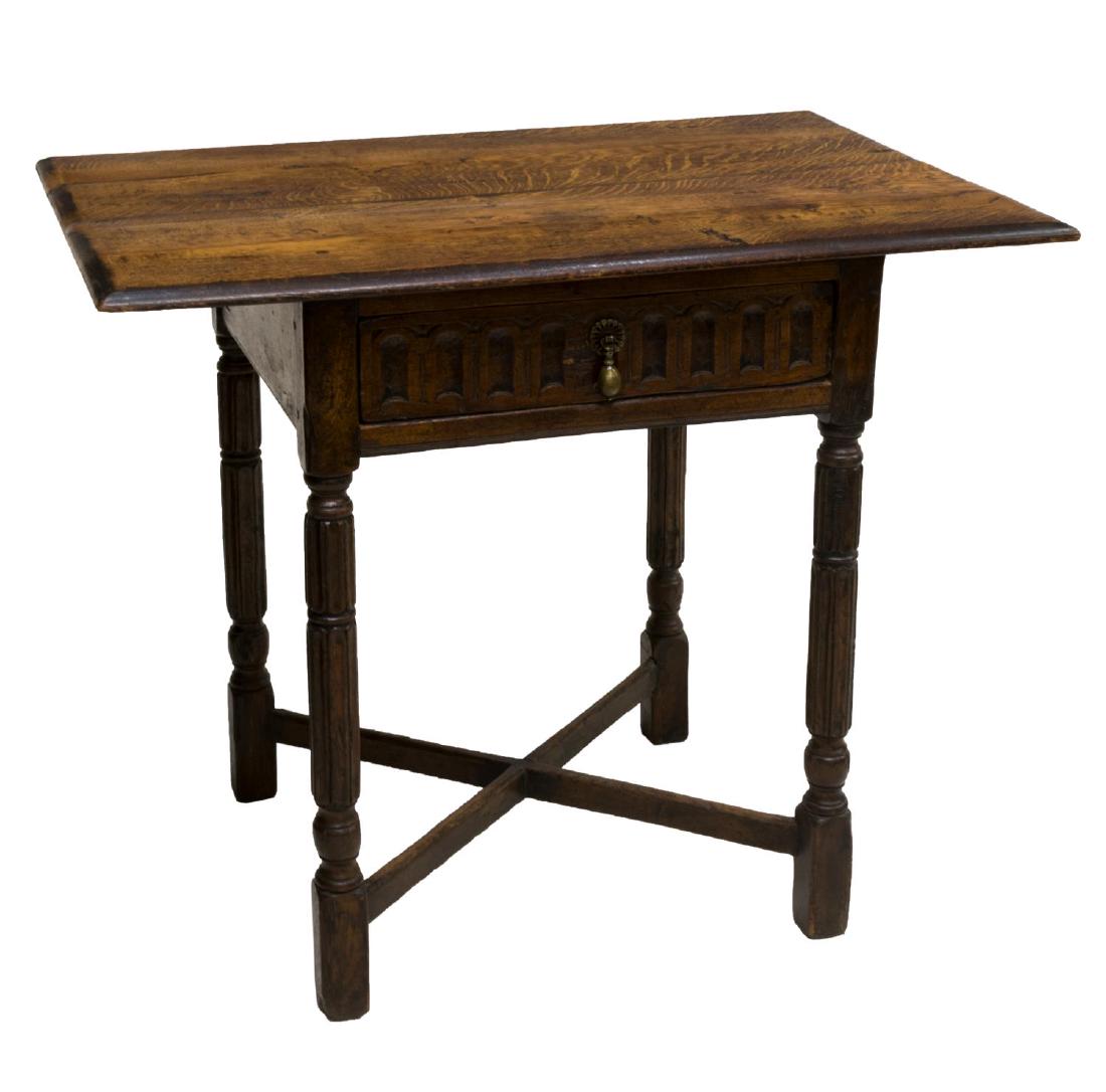 ENGLISH CARVED OAK OCCASIONAL TABLE, C. 1880'S (1 of 3)