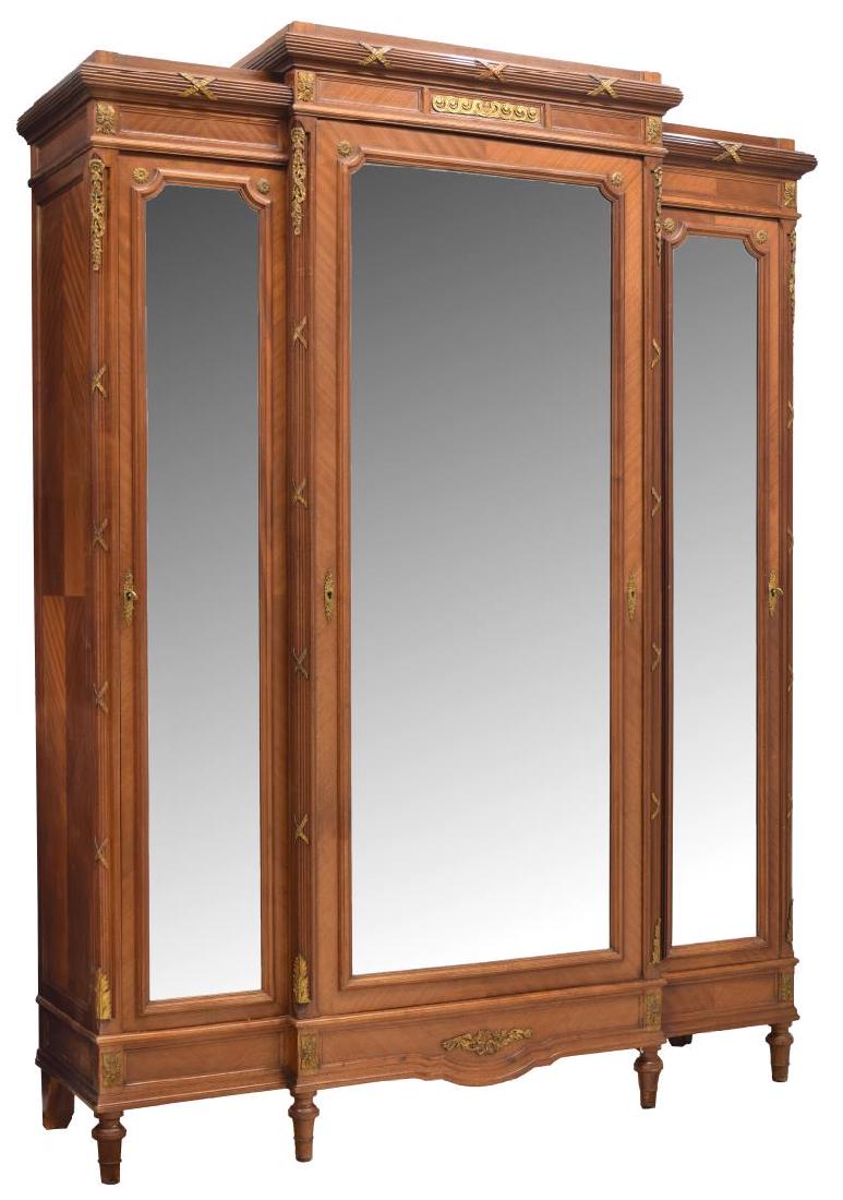 LOUIS XVI STYLE WALNUT & BRASS ORMOLU ARMOIRE (1 of 3)