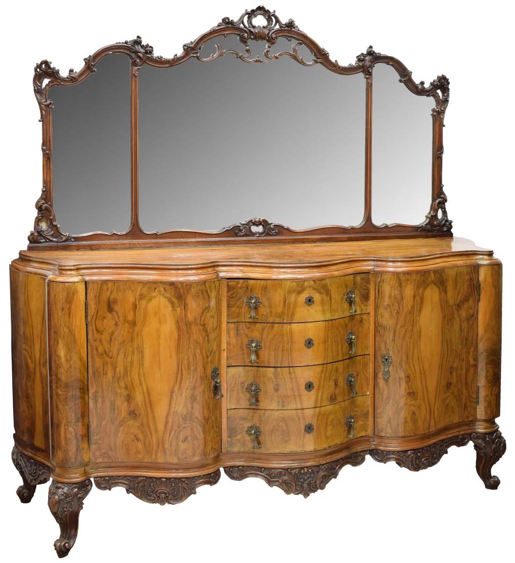 VENETIAN WALNUT FOUR DRAWER MIRRORED SIDEBOARD (1 of 3)
