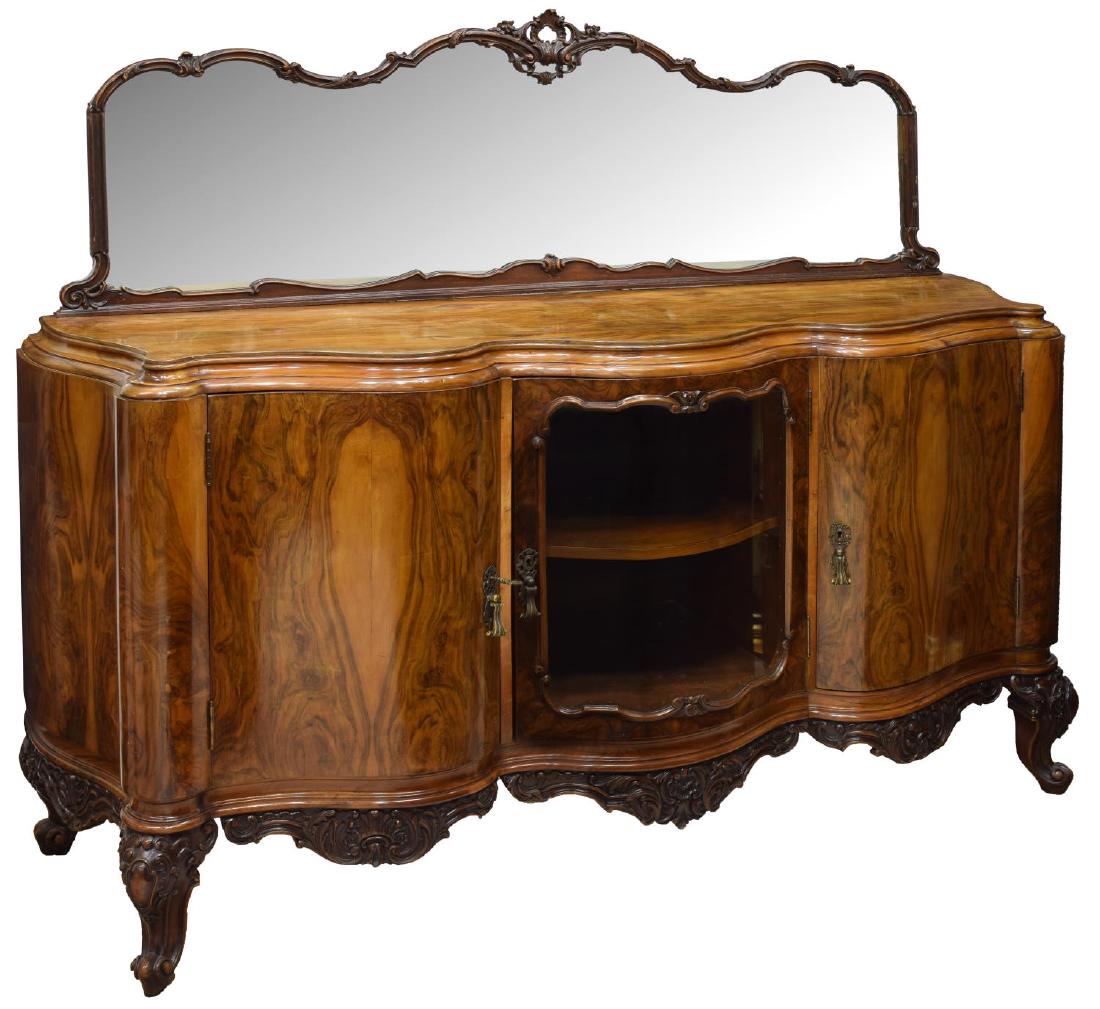 VENETIAN WALNUT MIRRORED GLASS FRONT SIDEBOARD (1 of 3)