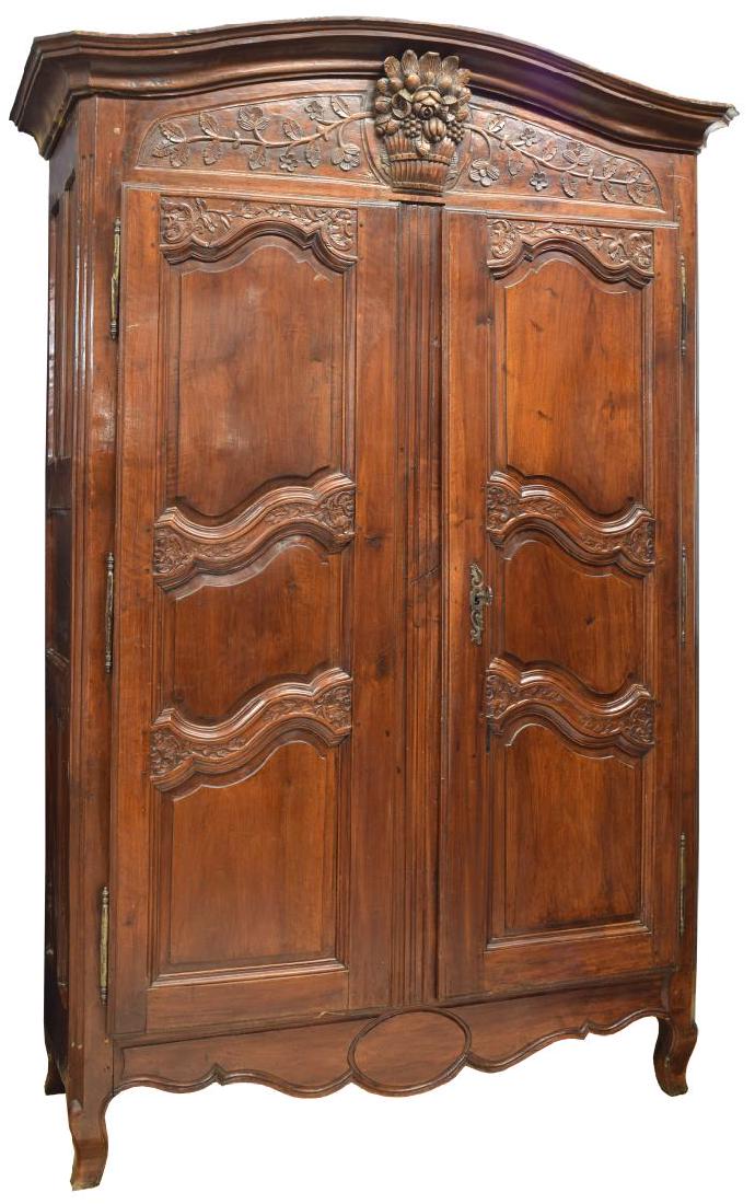 MONUMENTAL FRENCH PROVINCIAL CARVED WALNUT ARMOIRE (1 of 3)