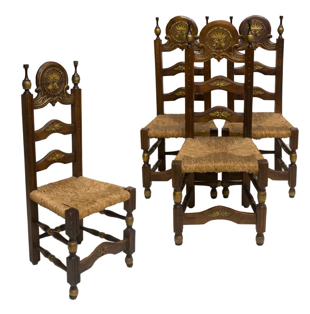 (4) SPANISH PROVINCIAL PARCEL GILT DINING CHAIRS (1 of 2)