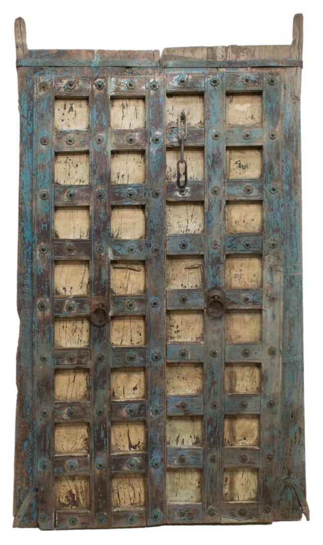 (2) ARCHITECTURAL PAINTED WOOD & IRON DOORS, INDIA (1 of 2)