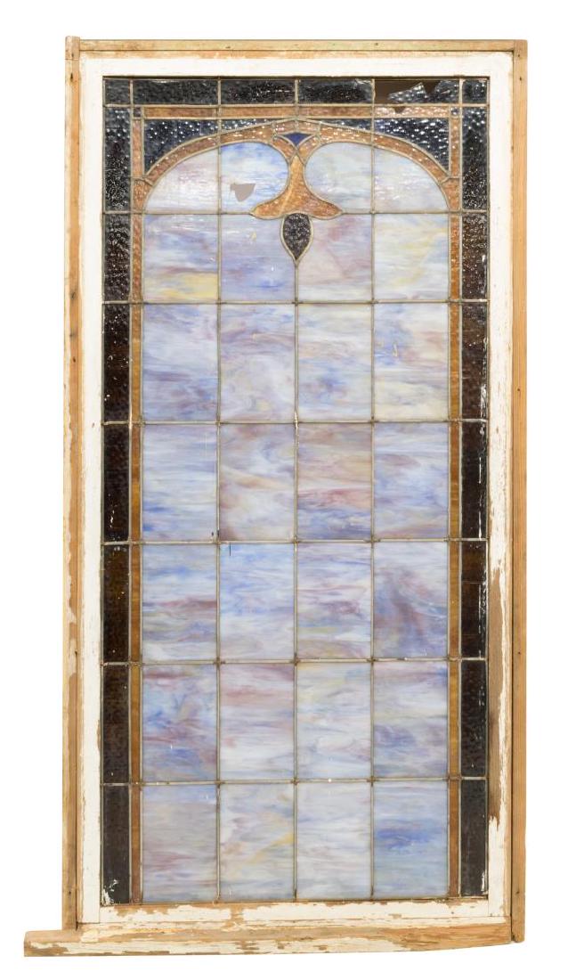 FRAMED STAINED & LEADED GLASS ARCHITECTURAL WINDOW (1 of 2)