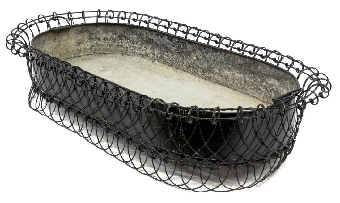 BLACK PAINTED METAL FLOWER PLANTER (1 of 2)