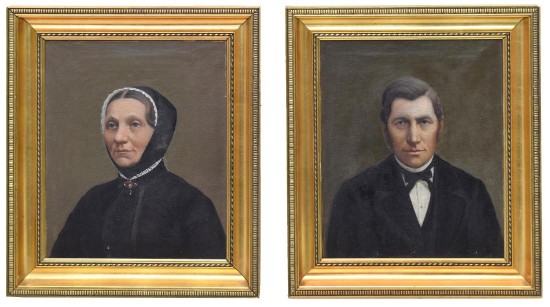 (2) OIL PAINTINGS PORTRAITS OF A MAN & WOMAN (1 of 4)