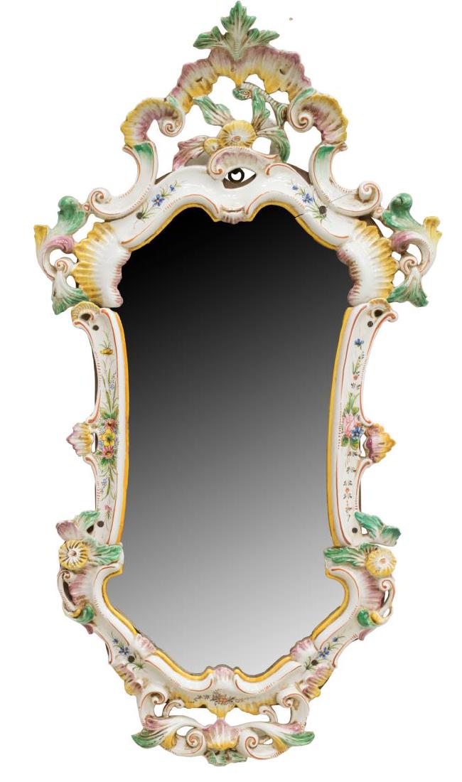 ITALIAN PAINTED PORCELAIN WALL MIRROR (1 of 5)