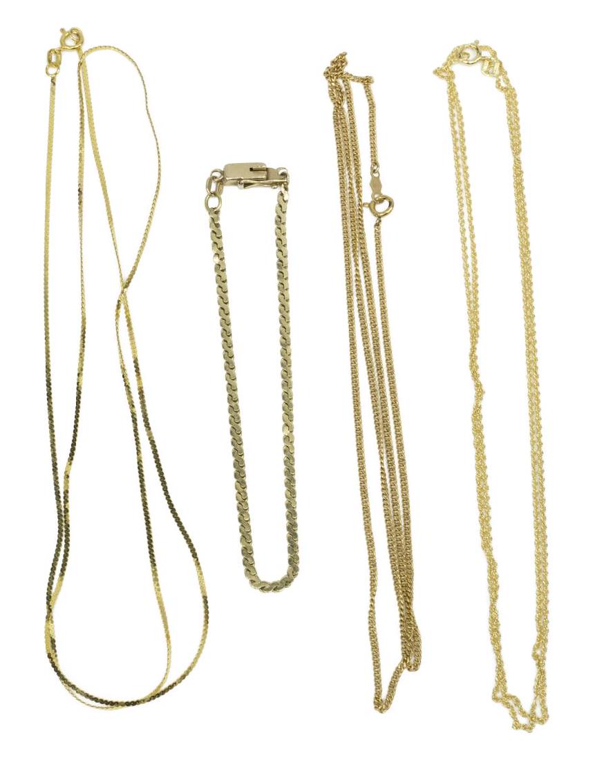 (4) ESTATE 14KT YG CHAIN NECKLACES & BRACELET (1 of 2)