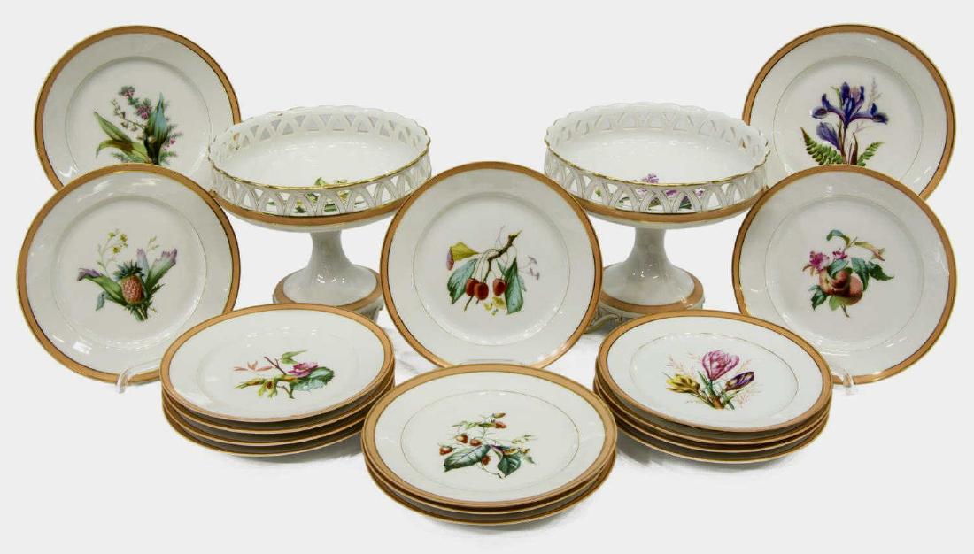 18) OLD PARIS PORCELAIN FRUIT & FLORAL DESSERT SET (1 of 6)