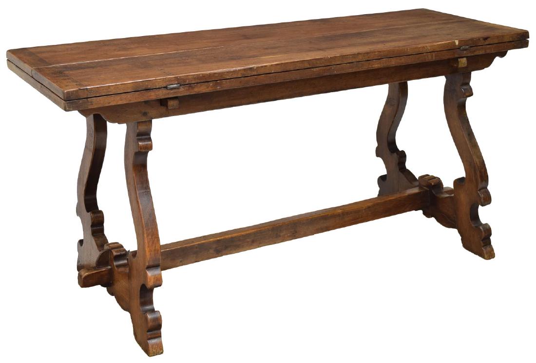 ITALIAN CARVED OAK FOLD OUT LEAVES DINING TABLE (1 of 5)