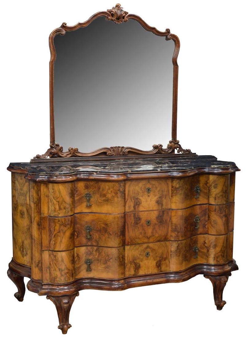 VENETIAN WALNUT MIRRORED THREE DRAWER COMMODE (1 of 3)