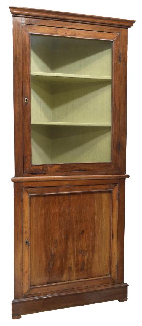 ITALIAN WALNUT GLASS DOOR CORNER CABINET (1 of 3)