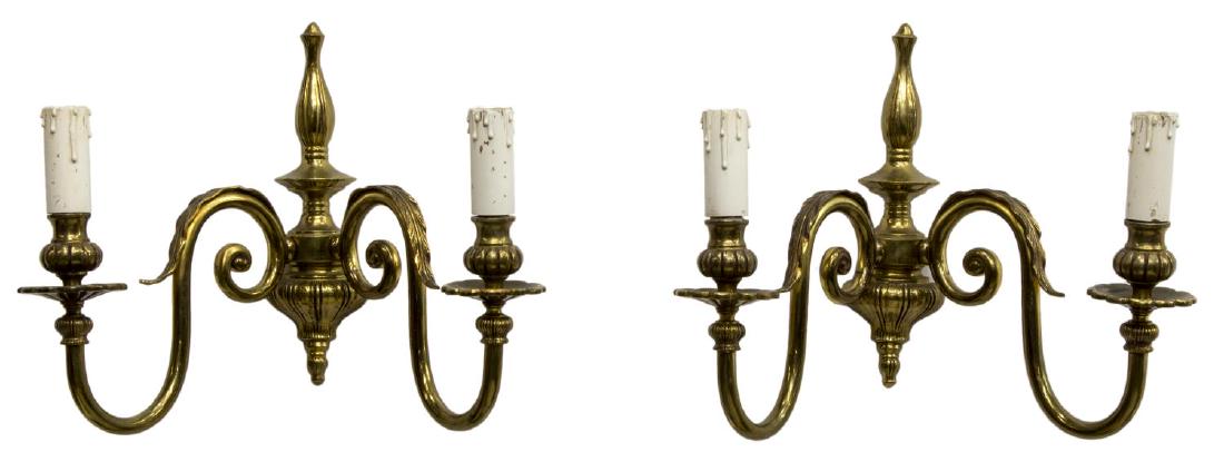 (PR) ITALIAN FOLIATED BRASS 2 LIGHT WALL SCONCES (1 of 2)
