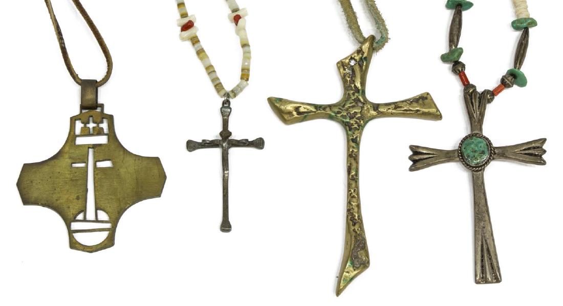 (4) NATIVE AMERICAN & OTHER CROSS, STONE NECKLACES (1 of 2)