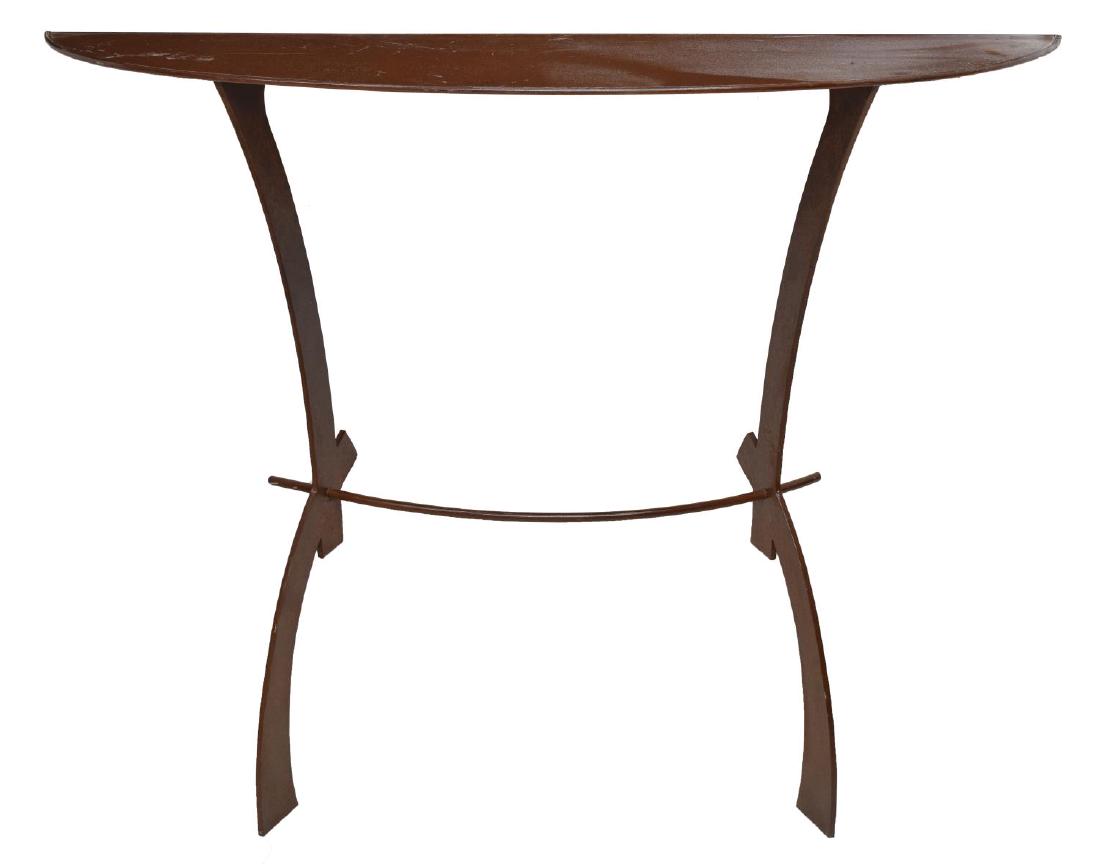 ITALIAN MODERN WROUGHT IRON DEMILUNE CONSOLE TABLE (1 of 2)