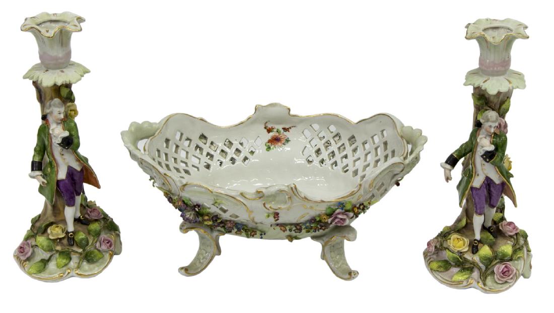 (3) SHIERHOLZ FLORAL ENCRUSTED PORCELAIN SET (1 of 3)