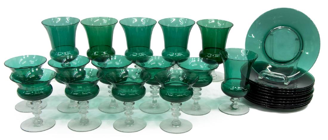(25) ELEGANT GREEN GLASS STEMWARE & TABLEWARE (1 of 2)