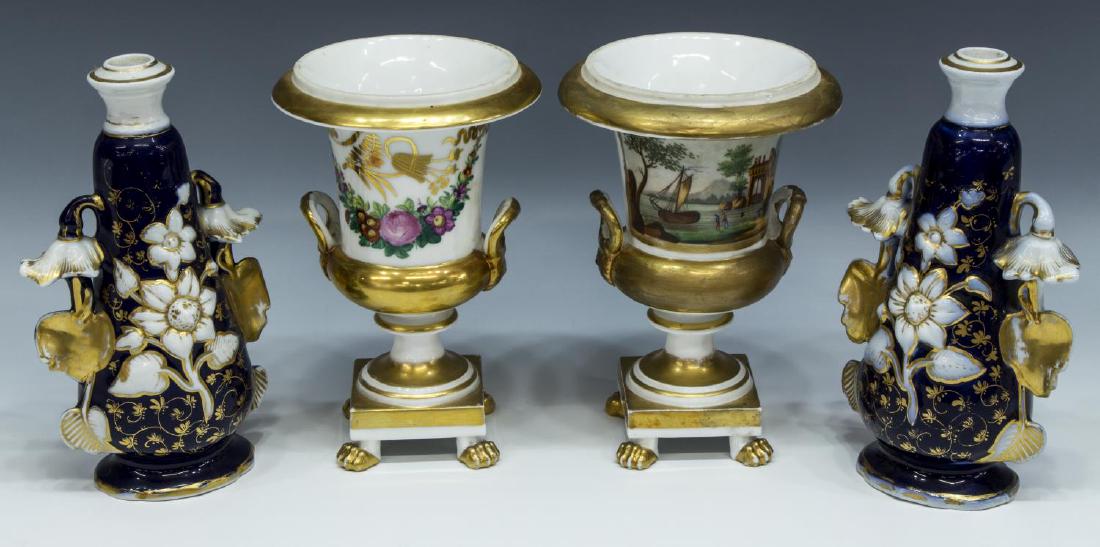 4) OLD PARIS GILDED URNS & C. FISCHER CANDLESTICKS (1 of 2)