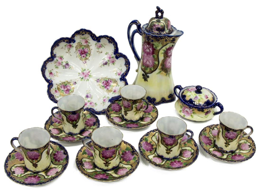(15) COBALT & GILT PORCELAIN CHOCOLATE SET & ITEMS (1 of 3)