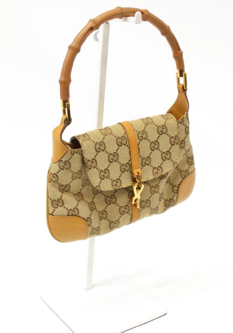 GUCCI 'BARDOT' GG CANVAS HANDBAG W/ BAMBOO HANDLE (1 of 5)