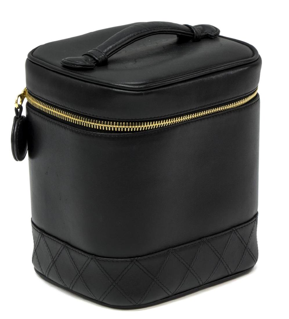 CHANEL BLACK QUILTED LEATHER VANITY COSMETIC CASE (1 of 5)