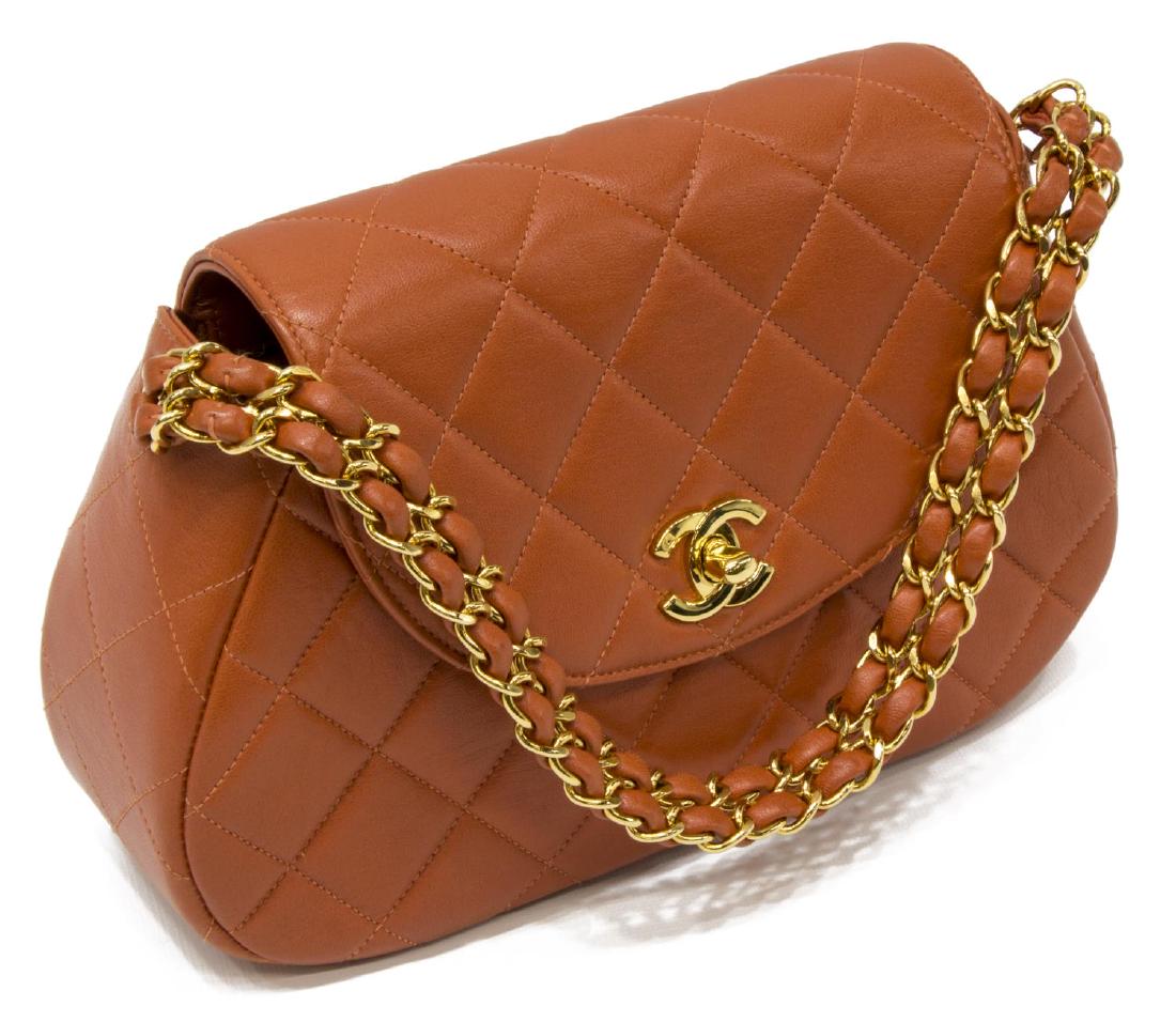 CHANEL 'CLASSIC FLAP' ORANGE LEATHER HANDBAG (1 of 4)