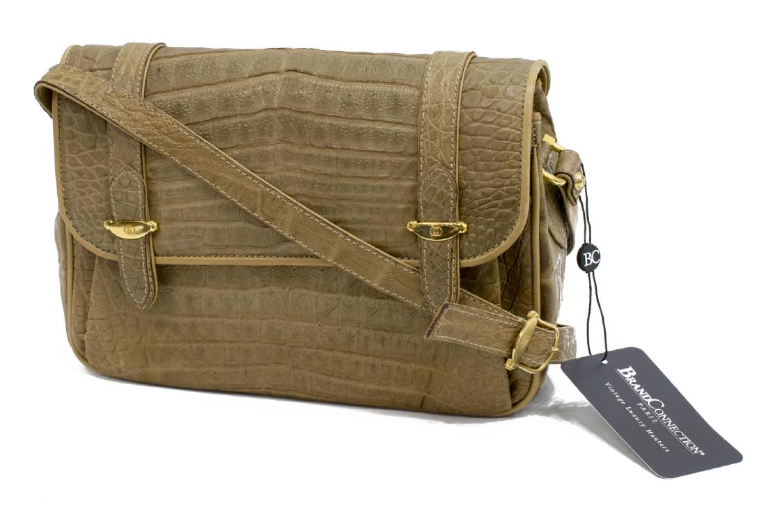 VINTAGE GUCCI CROCODILE FLAP BAG SATCHEL (1 of 6)