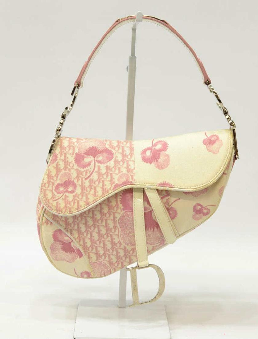 CHRISTIAN DIOR PINK & WHITE FLORAL SADDLE BAG (1 of 4)