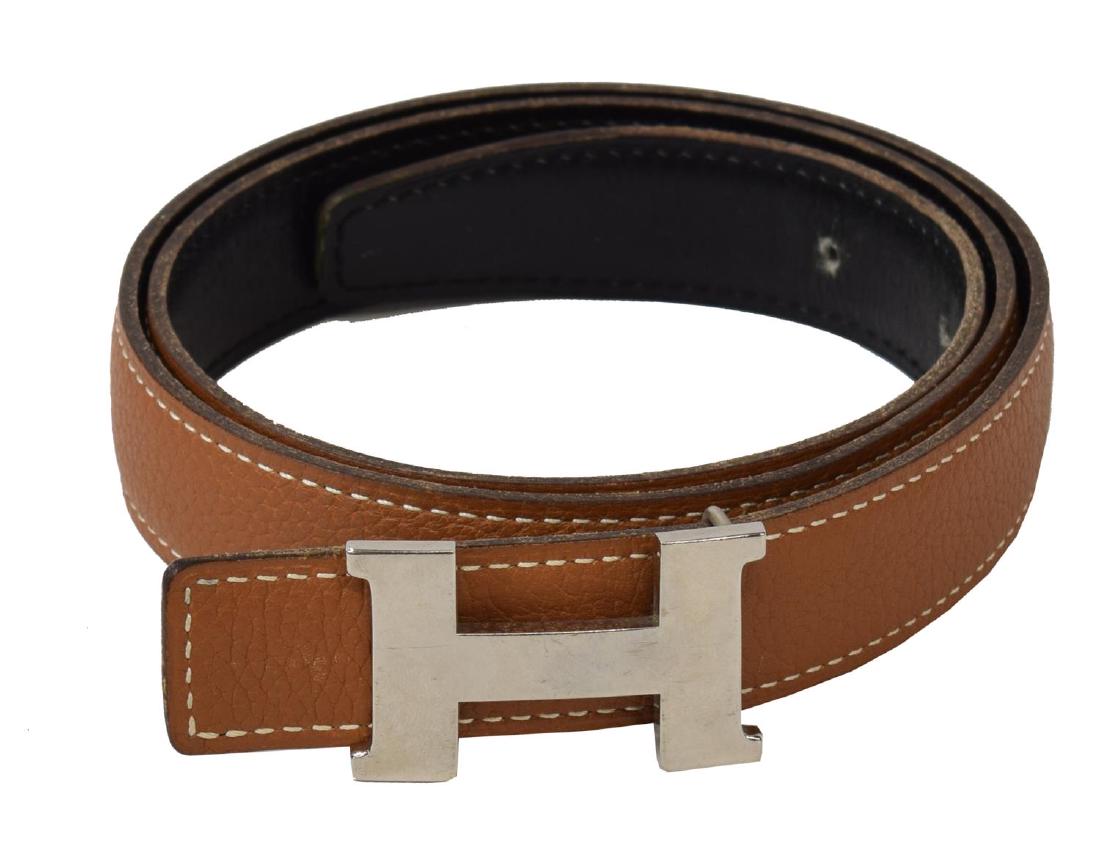 HERMES BLACK & BROWN REVERSIBLE THIN "H" BELT (1 of 4)
