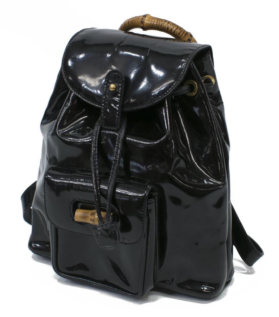 GUCCI BLACK PATENT LEATHER MINI BAMBOO BACKPACK (1 of 4)