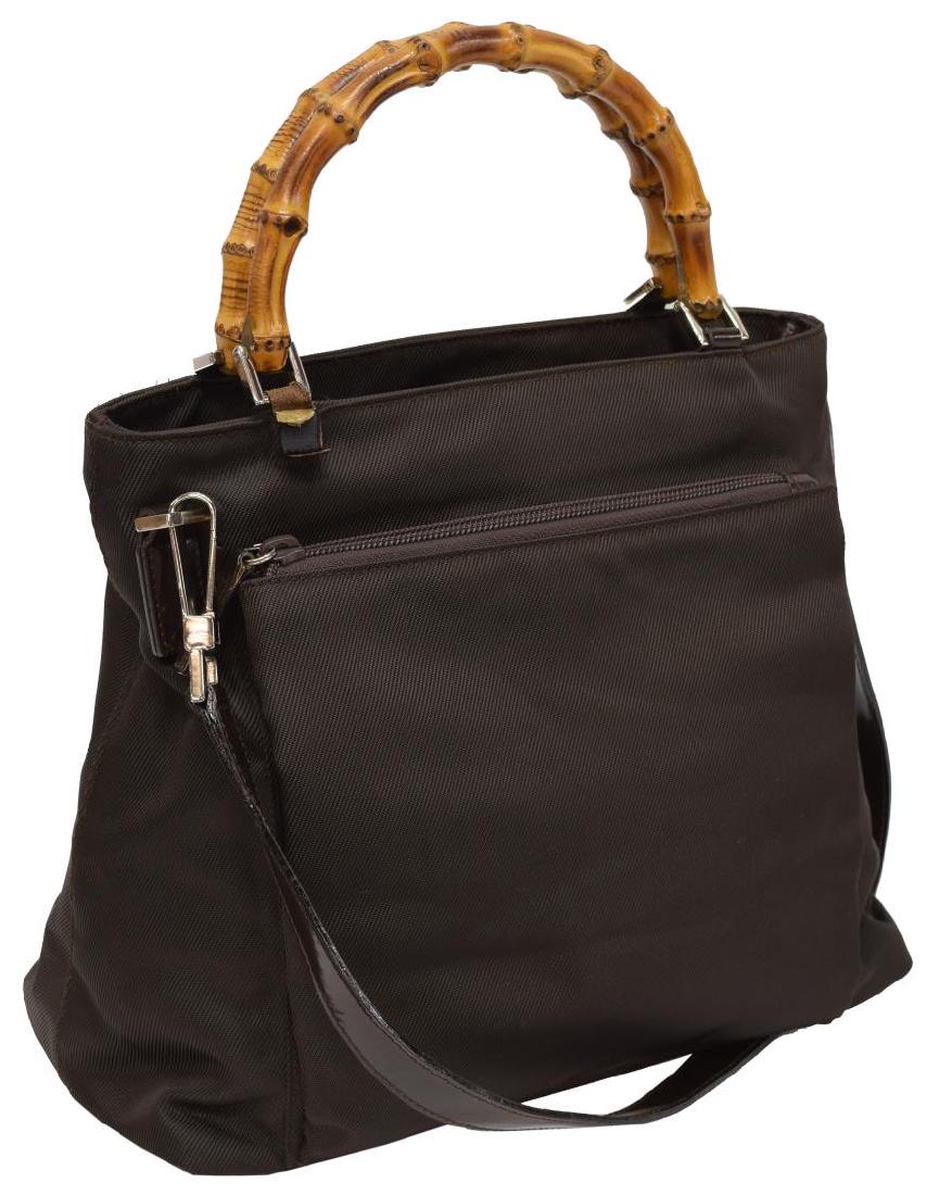 GUCCI BROWN NYLON BAMBOO SHOULDER TOTE BAG (1 of 4)