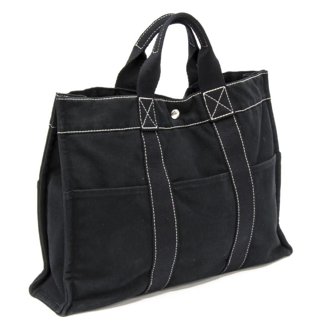 HERMES 'FOURRE TOUT' BLACK CANVAS TOTE BAG (1 of 5)