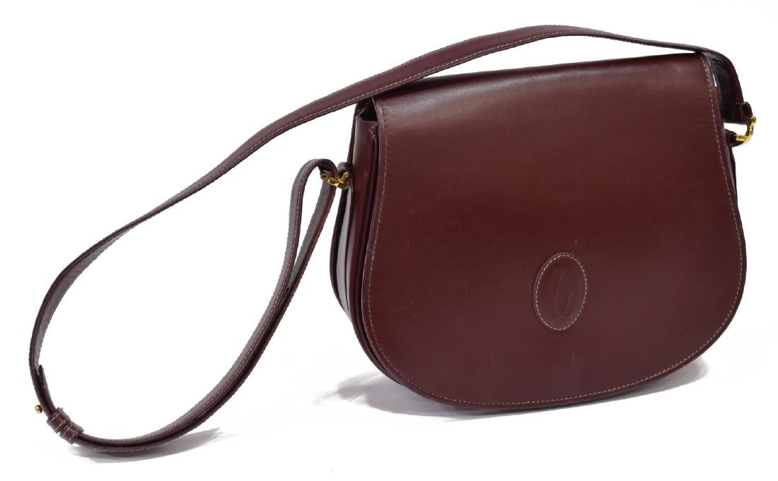 MUST DE CARTIER LOGO BORDEAUX LEATHER SHOULDER BAG (1 of 4)