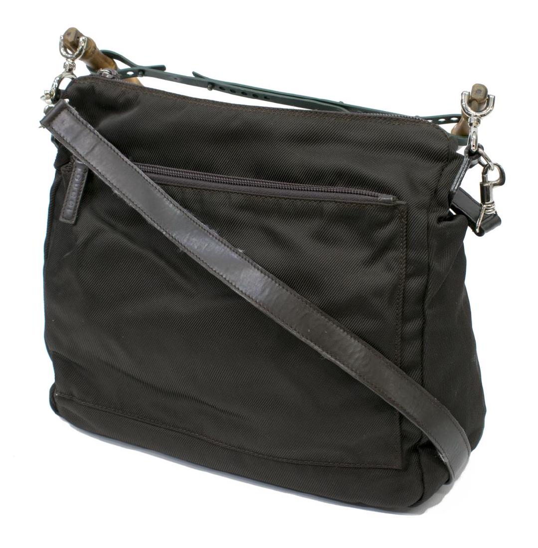 VINTAGE GUCCI HANDBAG BAMBOO HANDLE BROWN CANVAS (1 of 5)