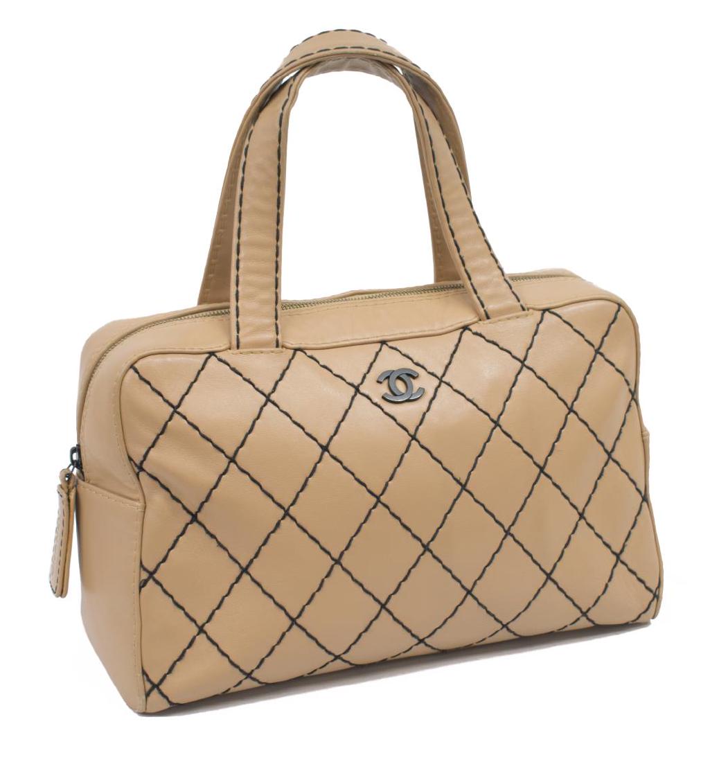CHANEL WILD STITCH QUILTED LEATHER SATCHEL BAG (1 of 5)
