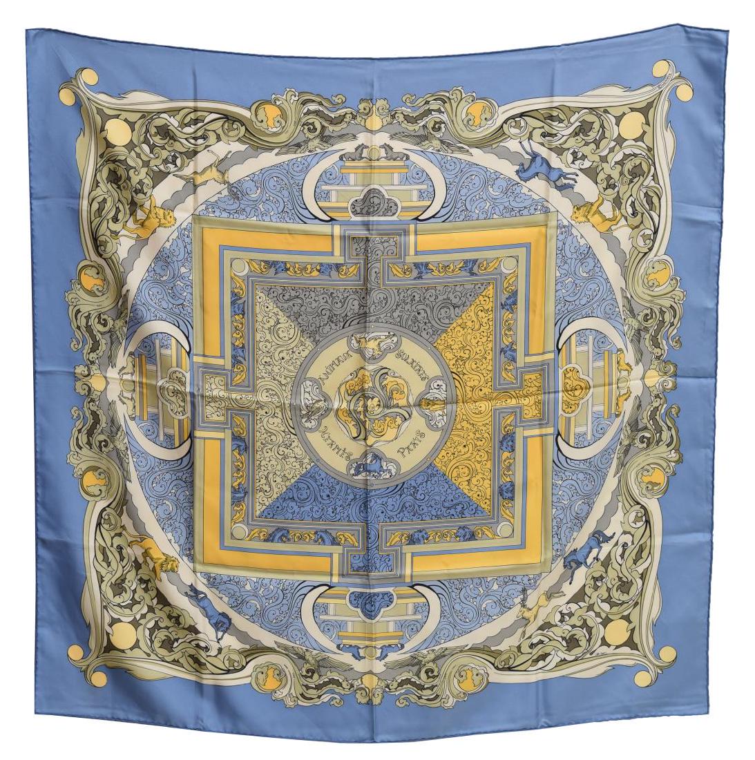 HERMES SILK TWILL SCARF, 'ANIMAUX SOLAIRES' (1 of 3)