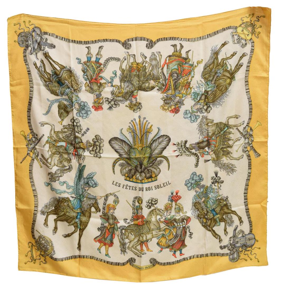 HERMES SILK TWILL SCARF, 'LES FETES DU ROI SOLEIL' (1 of 4)