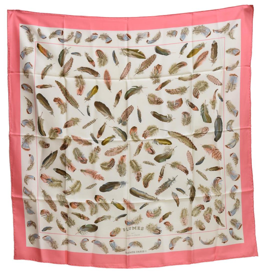 HERMES SILK TWILL SCARF, 'PLUMES' PATTERN (1 of 2)